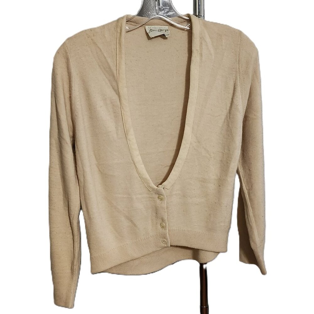 Womens Park Storyk Orlon Acrylic Cream 3 Button Abtique Vintage Cardigan